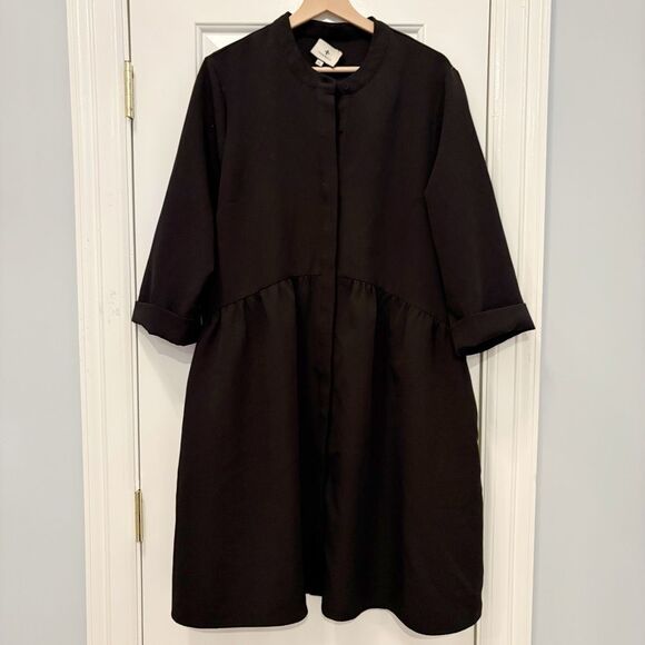 TUCKERNUCK Black Stretch Crepe Royal Shirt Dress XL $148.00 - Picture 6 of 10